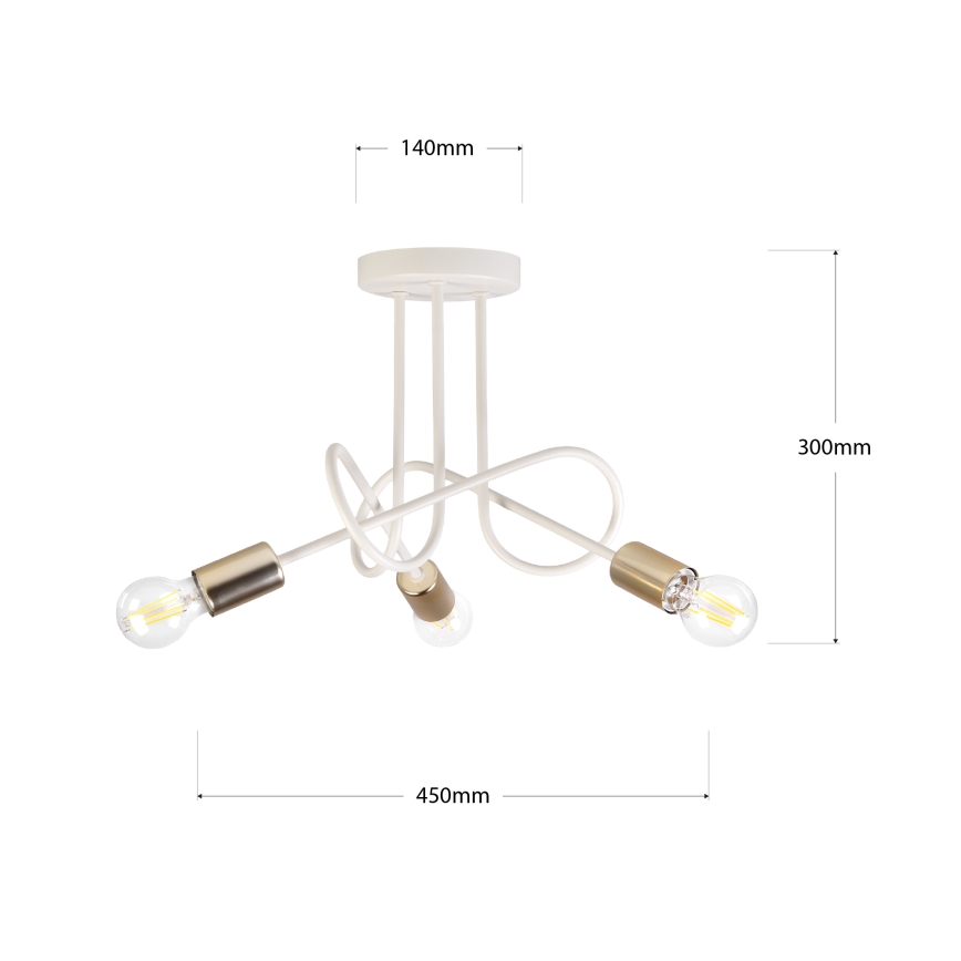 Plafonnier OXFORD 3xE27/15W/230V laiton/blanc