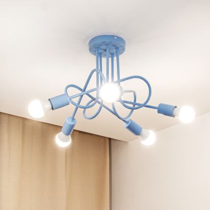 Plafonnier OXFORD 5xE27/15W/230V, bleu