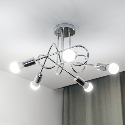 Plafonnier OXFORD 5xE27/15W/230V chrome brillant