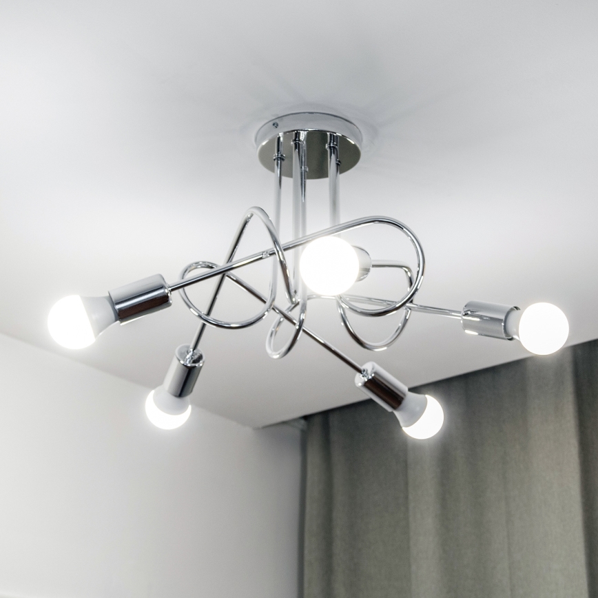 Plafonnier OXFORD 5xE27/15W/230V chrome brillant