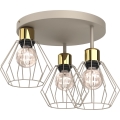 Plafonnier PARKLA 3xE27/15W/230V beige/doré