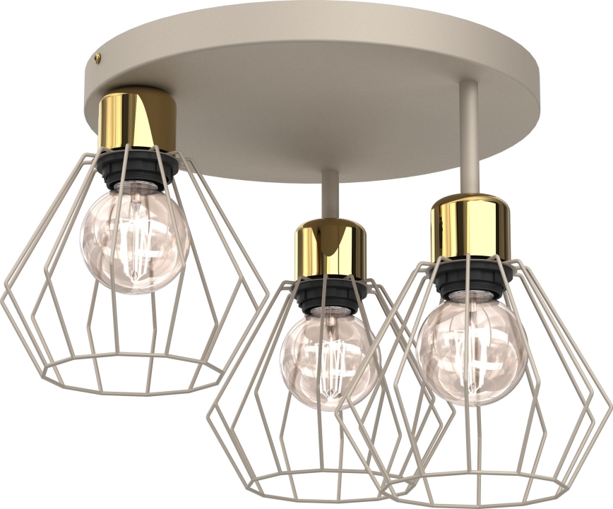 Plafonnier PARKLA 3xE27/15W/230V beige/doré