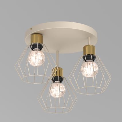 Plafonnier PARKLA 3xE27/15W/230V beige/doré