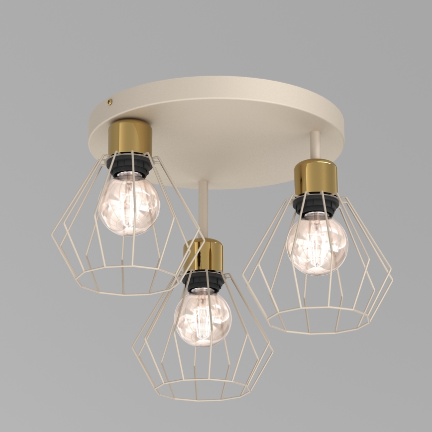 Plafonnier PARKLA 3xE27/15W/230V beige/doré