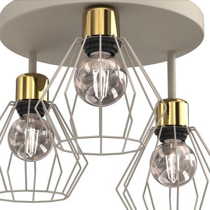 Plafonnier PARKLA 3xE27/15W/230V beige/doré