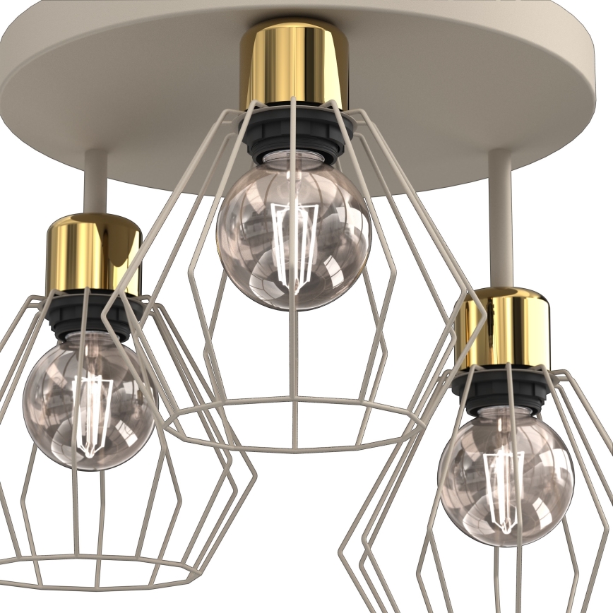 Plafonnier PARKLA 3xE27/15W/230V beige/doré