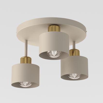 Plafonnier PARKLA 3xE27/15W/230V beige/doré