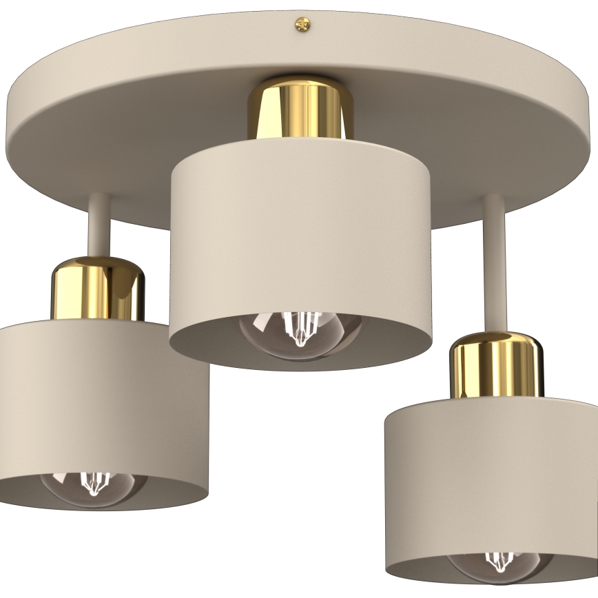 Plafonnier PARKLA 3xE27/15W/230V beige/doré