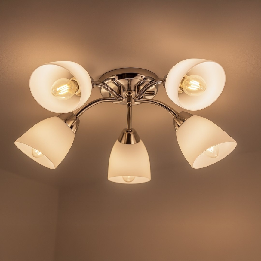 Plafonnier PORTOS 5xE14/10W/230V finition chrome brillant