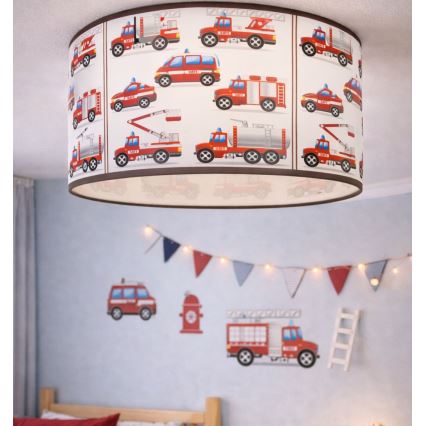 Plafonnier pour chambre d'enfant KIDS ROOM 1xE27/60W/230V Ø 40 cm, motif pompiers