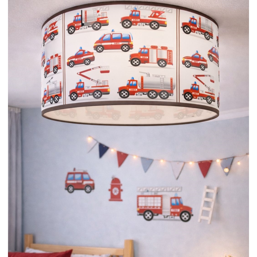 Plafonnier pour chambre d'enfant KIDS ROOM 1xE27/60W/230V Ø 40 cm, motif pompiers