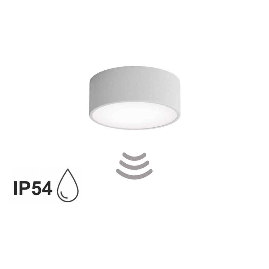 Plafonnier pour salle de bains avec détecteur CLEO 1xE27/24W/230V Ø 20 cm IP54 gris
