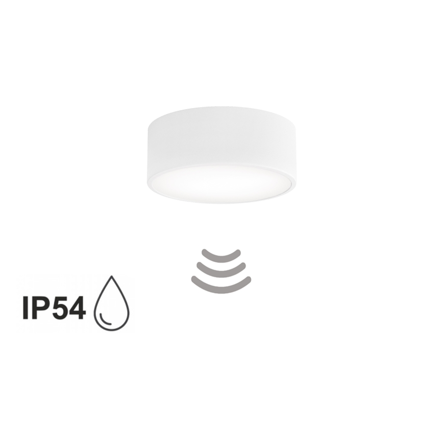 Plafonnier pour salle de bains CLEO avec détecteur, 1 x E27 (max. 24 W), 230 V, Ø 20 cm, IP54, blanc