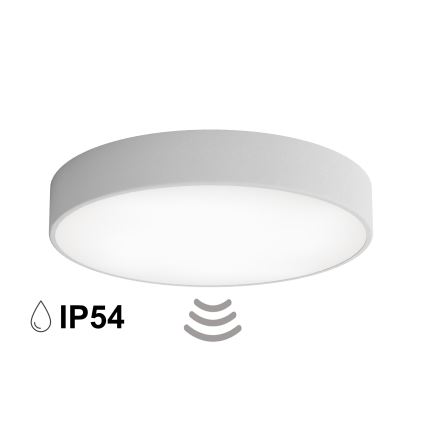 Plafonnier pour salle de bains CLEO avec détecteur, 4xE27/24W/230V, Ø 50 cm, IP54 — gris