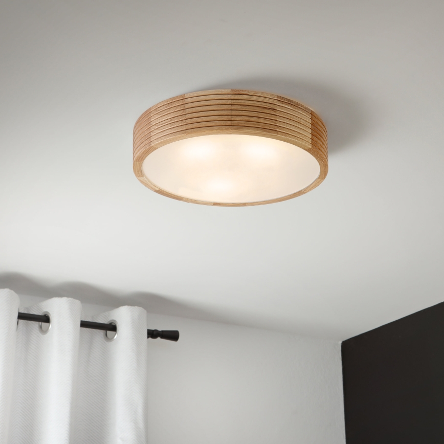 Plafonnier pour salle de bains LINARO 3xE27/15W/230V IP54, finition chêne, Ø 37 cm