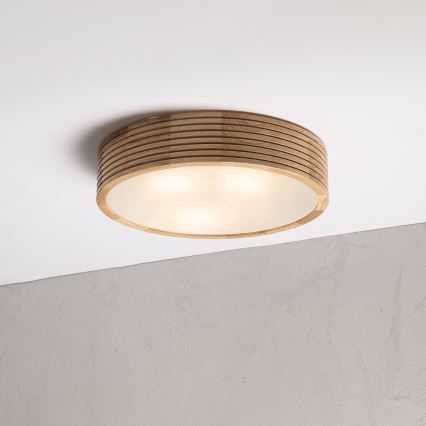 Plafonnier pour salle de bains LINARO 3xE27/15W/230V IP54, finition chêne, Ø 37 cm