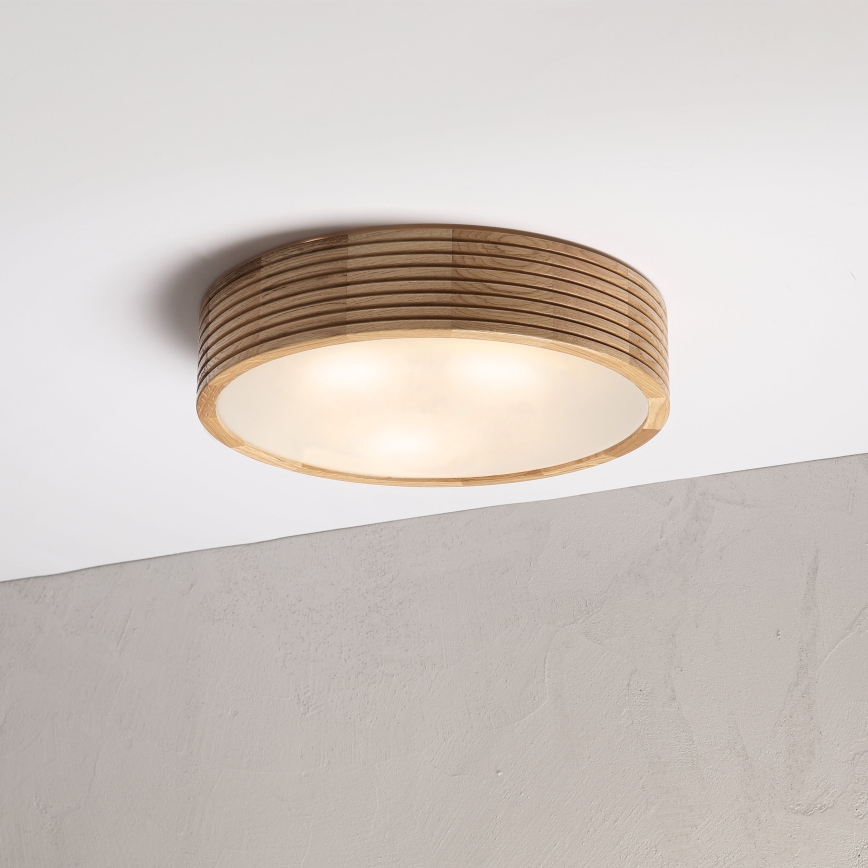 Plafonnier pour salle de bains LINARO 3xE27/15W/230V IP54, finition chêne, Ø 37 cm