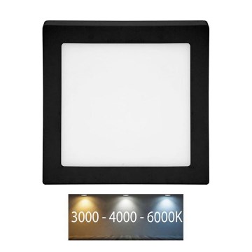 Plafonnier RAFA LED/12W/230V 3000/4000/6000K 17x17 cm noir