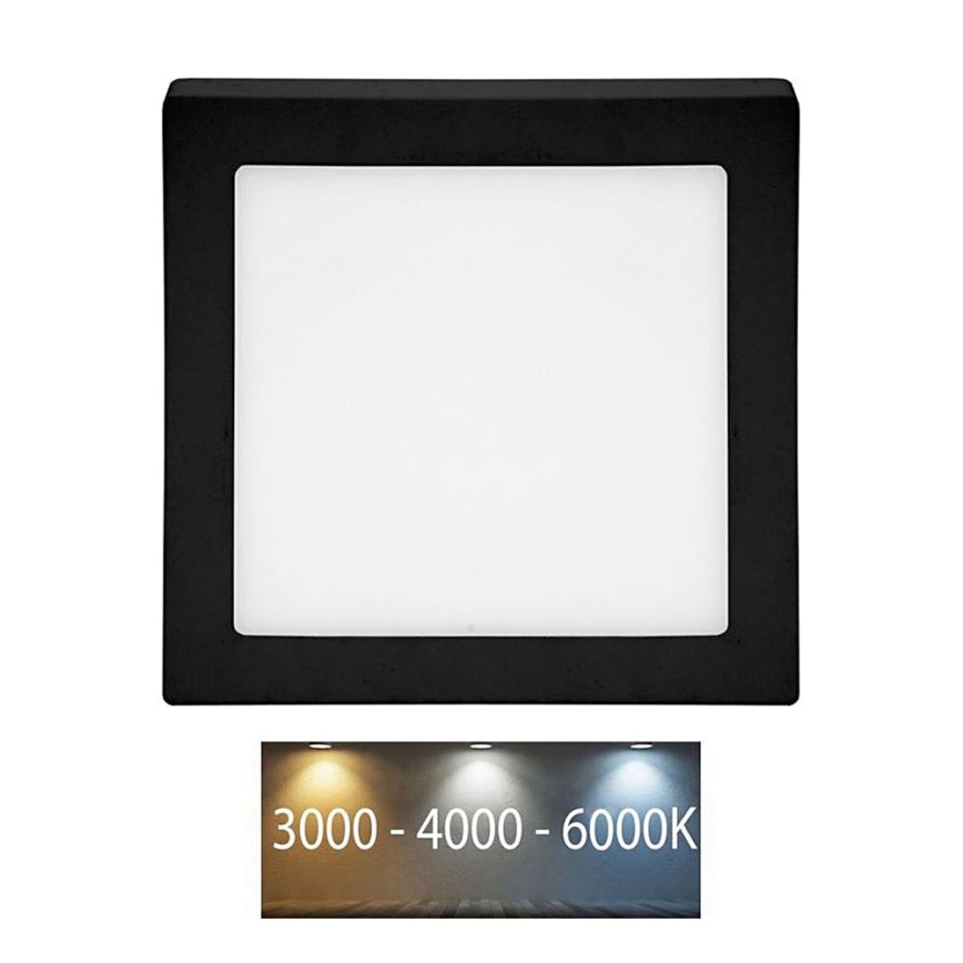 Plafonnier RAFA LED/12W/230V 3000/4000/6000K 17x17 cm noir