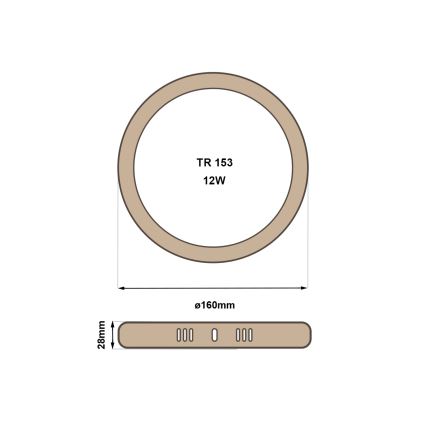 Plafonnier RING LED/12W/230V 4200K d. 16 cm marron