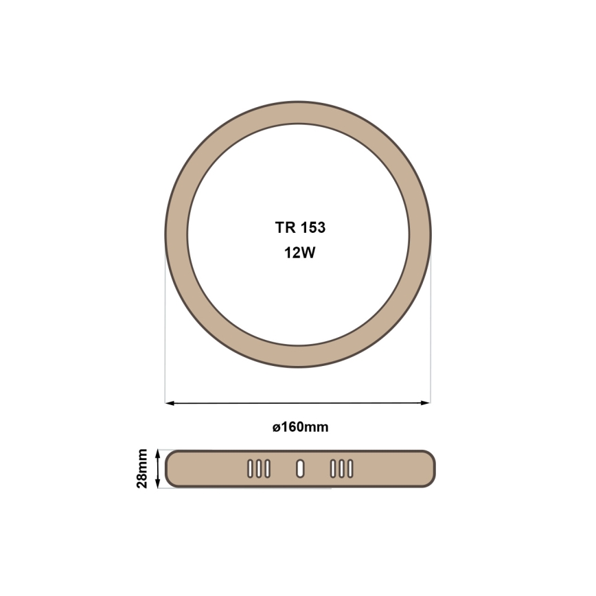 Plafonnier RING LED/12W/230V 4200K d. 16 cm marron