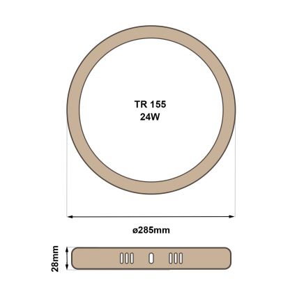 Plafonnier RING LED/24W/230V 4200K d. 28,5 cm marron