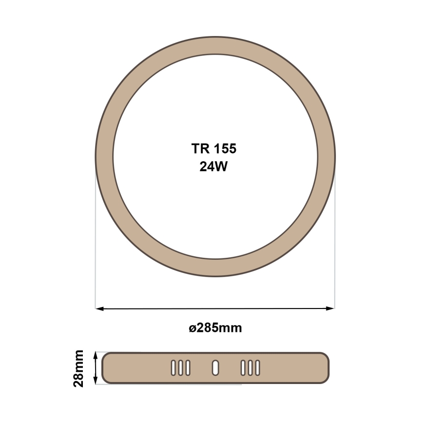 Plafonnier RING LED/24W/230V 4200K d. 28,5 cm marron