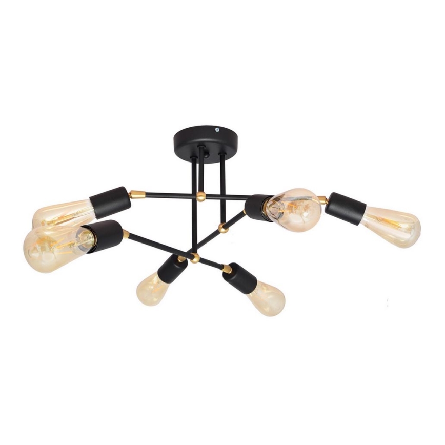 Plafonnier ROSETTE 6xE27/15W/230V noir/or