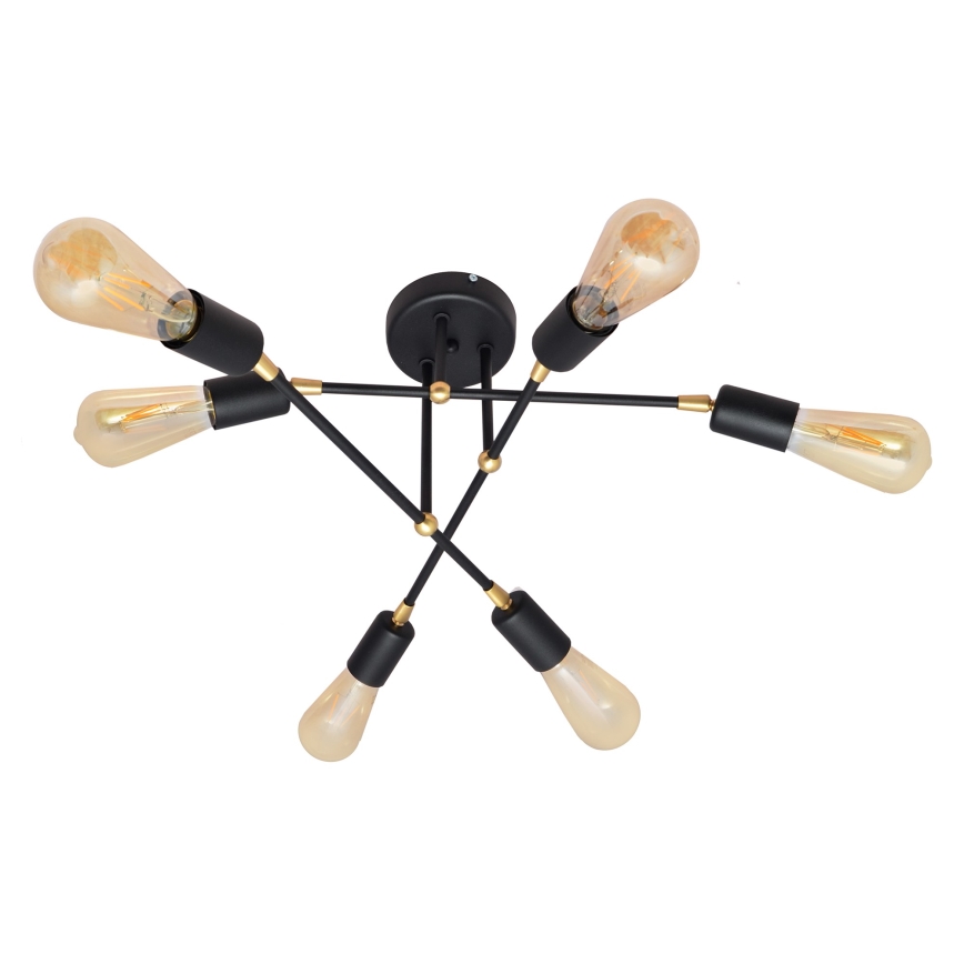 Plafonnier ROSETTE 6xE27/15W/230V noir/or