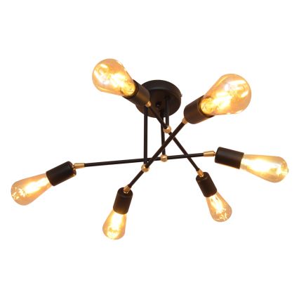 Plafonnier ROSETTE 6xE27/15W/230V noir/or