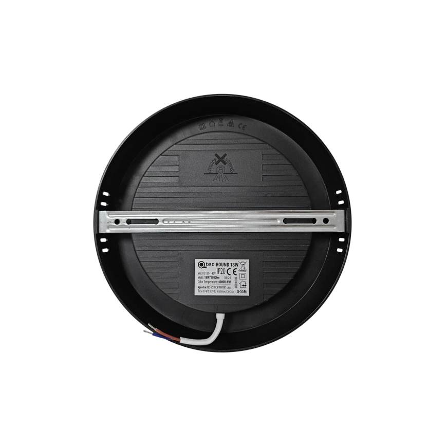 Plafonnier ROUND LED/18W/230V 4000K d. 21,7 cm noir