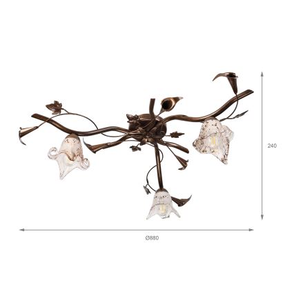 Plafonnier ROZETA 3xE14/40W/230V, finition bronze