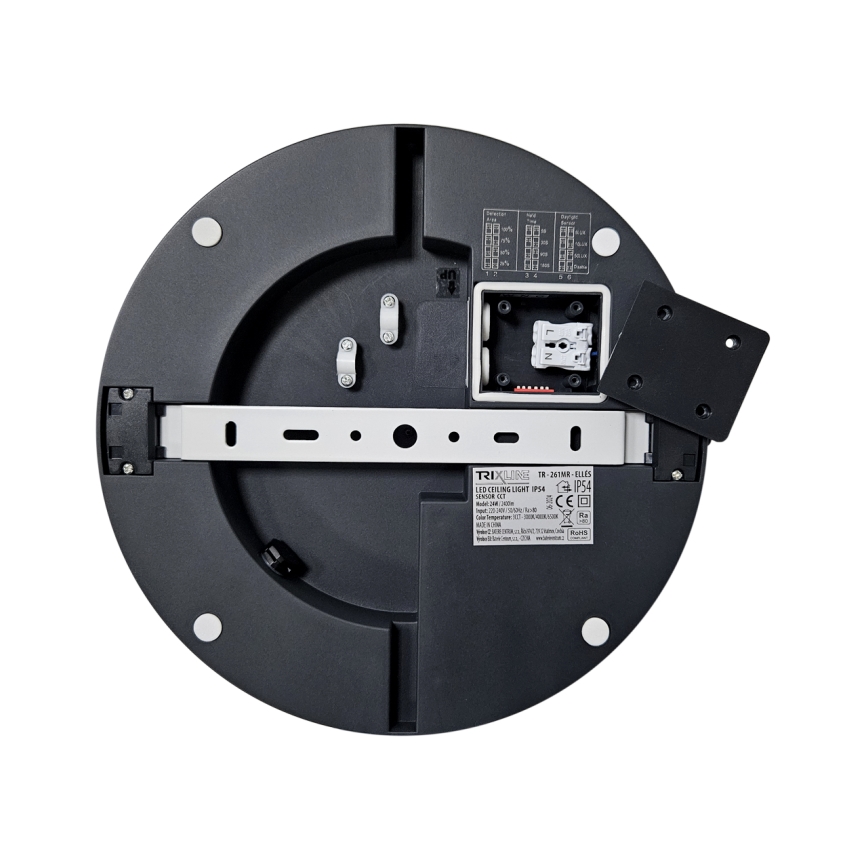 Plafonnier salle de bain avec détecteur ELLÉ LED/24W/230V 3000/4000/6500K d. 26 cm IP54 anthracite