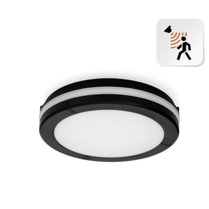 Plafonnier salle de bain avec détecteur LED/12W/230V 3000/4000/6500K IP65 d. 20 cm noir + télécommande