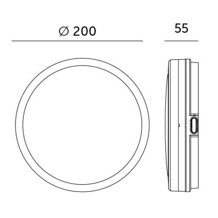 Plafonnier salle de bain avec détecteur LED/12W/230V 3000/4000/6500K IP65 d. 20 cm noir + télécommande