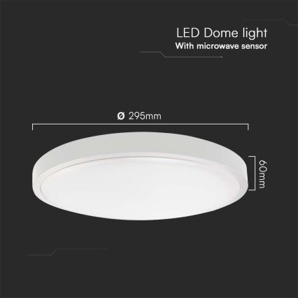 Plafonnier salle de bain avec détecteur LED/18W/230V 4000K IP44 blanc + télécommande