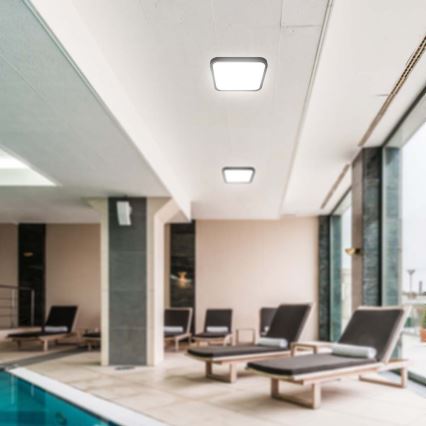 Plafonnier salle de bain avec détecteur LED/18W/230V 4000K IP44 noir + télécommande