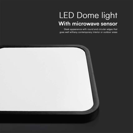 Plafonnier salle de bain avec détecteur LED/18W/230V 4000K IP44 noir + télécommande