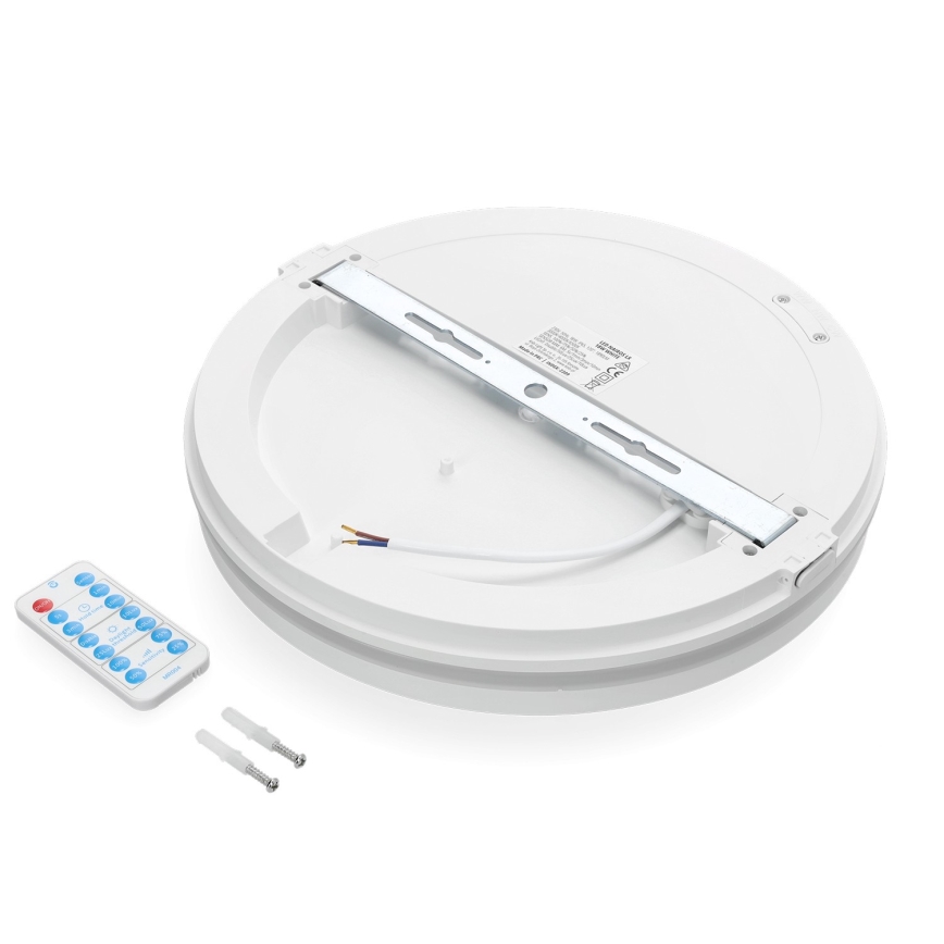 Plafonnier salle de bain avec détecteur LED/18W/230V 3000/4000/6500K IP65 d. 30 cm blanc + télécommande
