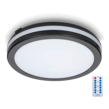 Plafonnier salle de bain avec détecteur LED/24W/230V 3000/4000/6500K IP65 d. 30 cm noir + télécommande