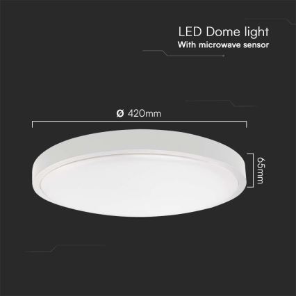 Plafonnier salle de bain avec détecteur LED/36W/230V 4000K IP44 d. 42 cm blanc + Télécommande