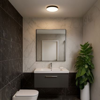 Plafonnier salle de bain avec détecteur MAYA LED/13W/230V d. 33 cm IP44 noir