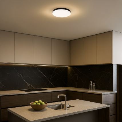 Plafonnier salle de bain avec détecteur MAYA LED/13W/230V d. 33 cm IP44 noir