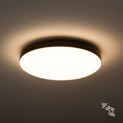 Plafonnier salle de bain avec détecteur MAYA LED/13W/230V d. 33 cm IP44 noir