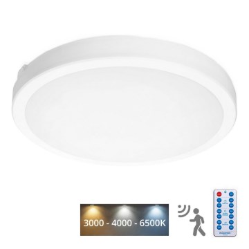 Plafonnier salle de bain avec détecteur NAIROS LED/36W/230V IP65 3000/4000/6500K d. 40 cm blanc + télécommande