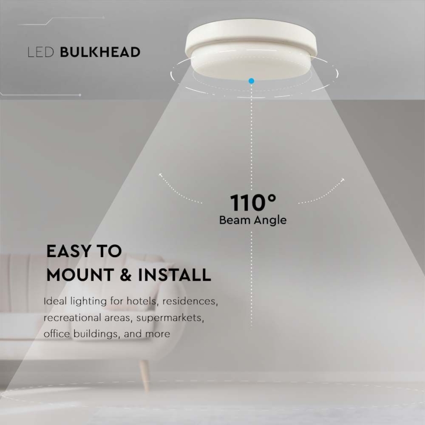 Plafonnier salle de bain LED/12W/230V 4000K IP54 d. 15 cm
