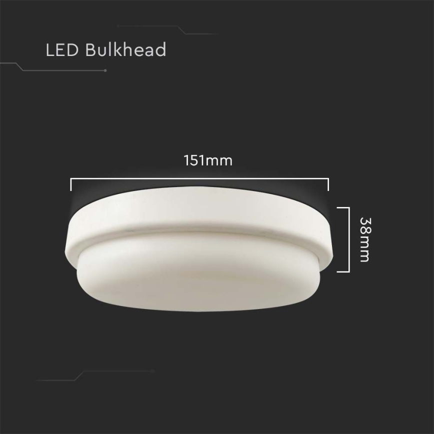 Plafonnier salle de bain LED/12W/230V 4000K IP54 d. 15 cm