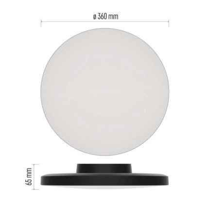 Plafonnier salle de bain LED/18W/230V 3000/4000/5700K IP55 noir