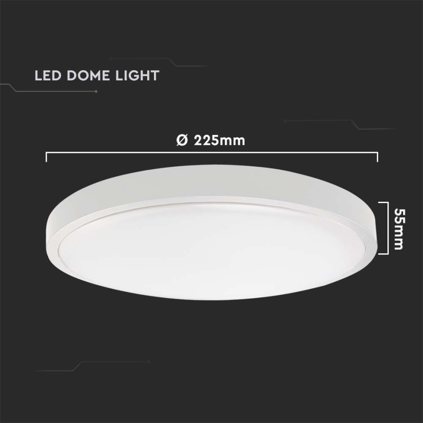 Plafonnier salle de bain LED/18W/230V 4000K IP44 d. 22,5 cm blanc