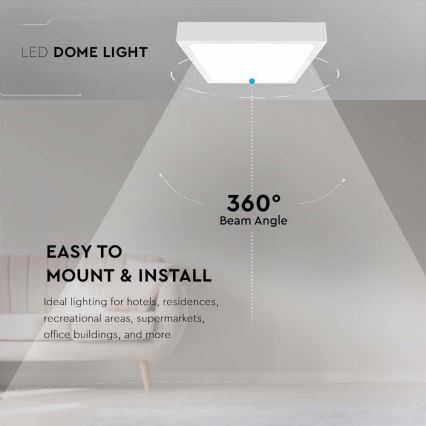 Plafonnier salle de bain LED/18W/230V 4000K IP44 22,5x22,5 cm blanc